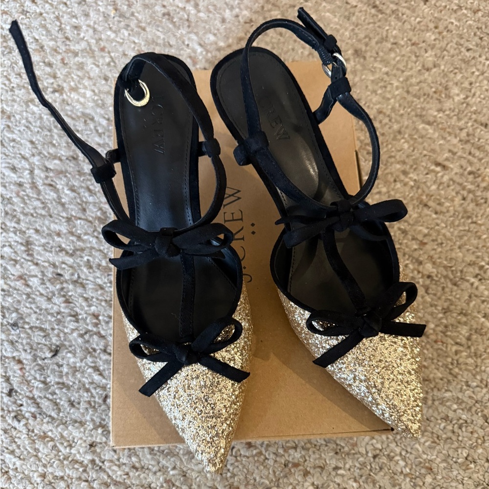 BNIB J CREW glitter embellished evening kitten heels - size 9.5